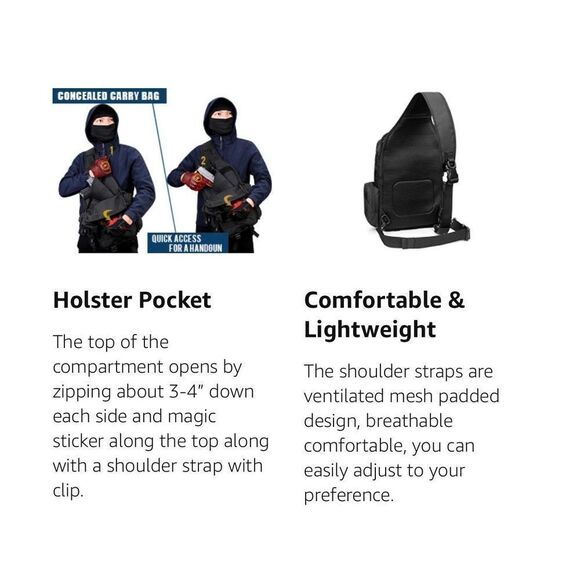 Tactical EDC Sling Bag Backpack with Pistol Holster Military Shoulder Backpack - Picture 10 of 12